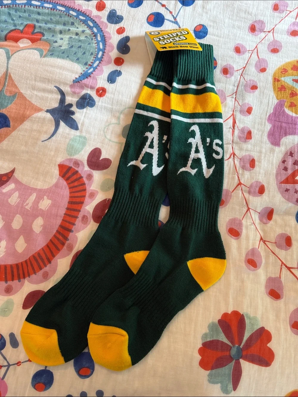 New Oakland A's Green & Yellow Athletic Stretch Crew Long Socks